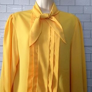 Vintage size 10 yellow pleated Blouse
